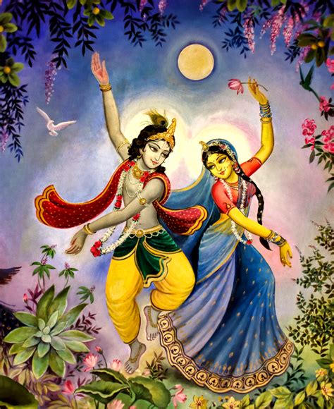 Radha-Krishna dancing joyfully in the moonlight - Free Stock Illustrations | Creazilla