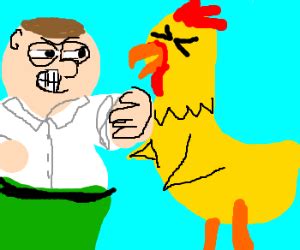 Peter Griffin fighting chicken - Drawception