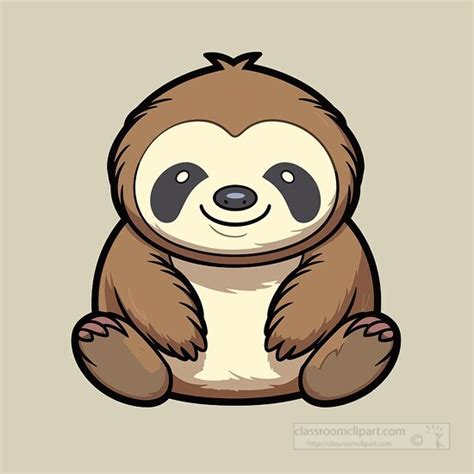 Sloth Clipart Cute Playful Sloth Sits Clip Art