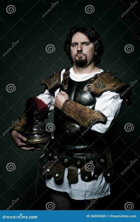 Man Is Wearing Armour Stock Image Image Of Pose Armor 56069685