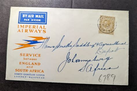 1932 England Airmail First Flight Cover FFC London To Johannesburg