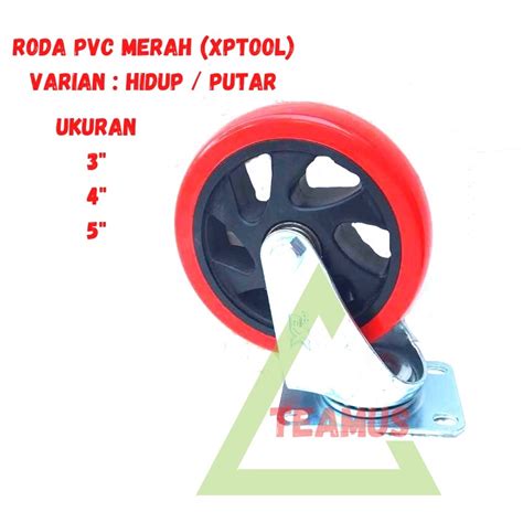 Jual RODA TROLI TROLLEY PVC MERAH 4 INCI TIPE HIDUP MATI REM