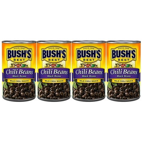 Bushs Chili Beans Canned Black Beans In Mild Chili Sauce 155 Oz Can Pack Of 4