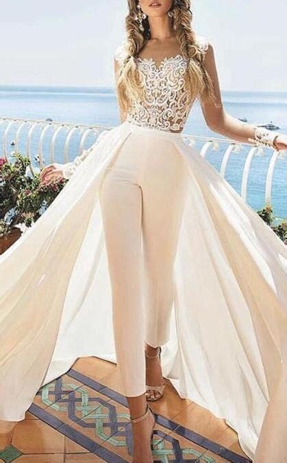 Women Wedding Jumpsuit Bride Detachable Cape Tulle Train Etsy