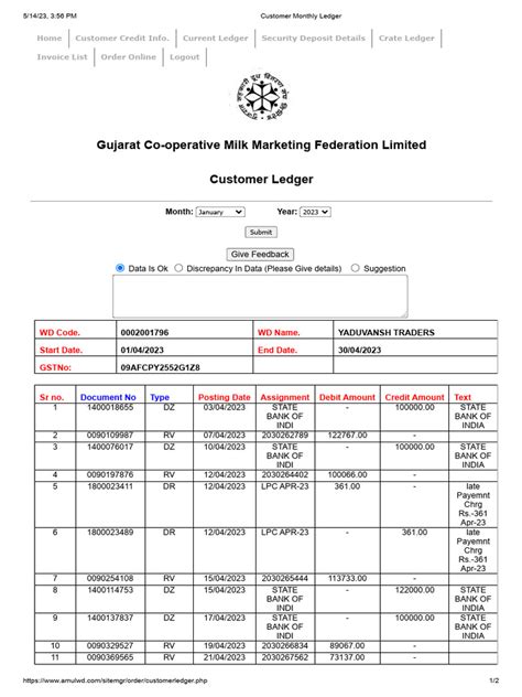 Customer Monthly Ledger | PDF