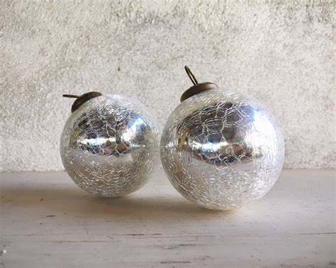 Vintage White Silver Mercury Glass Christmas Ornament Kugel Style