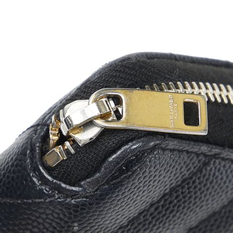 Saint Laurent Ysl Quilted Bi Fold Wallet Black Leathe Gem