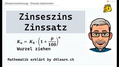 Zinseszinsrechnung Zinssatz Bestimmen By D4learn Ch Youtube