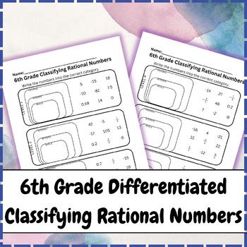 Th Grade Differentiated Classifying Rational Numbers Levels Teks A