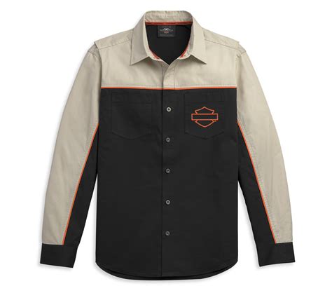 Men S Colorblock Performance Long Sleeve Shirt Harley Davidson USA