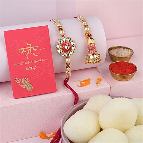 Buy Send Sneh Meenakari Bhaiya Bhabhi Rakhi With Rasgulla Online Fnp