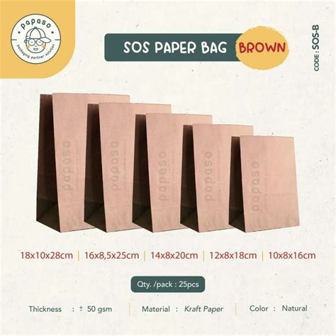 Jual Paper Bag Kantong Kertas Coklat Sos Bag Isi Pcs Di Seller