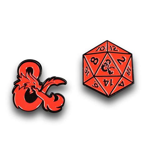 Dungeons And Dragons D20 Die And Ampersand Exclusive Enamel Pin Set Toynk Toys