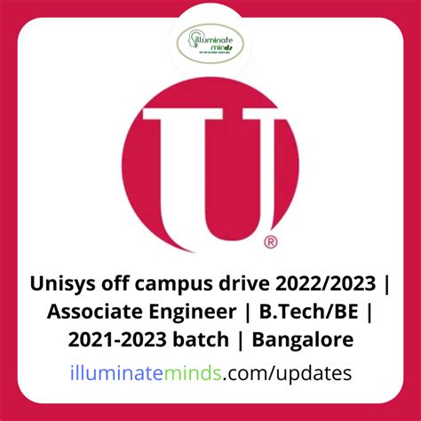 Unisys Off Campus Drive Associate Engineer B Tech Be