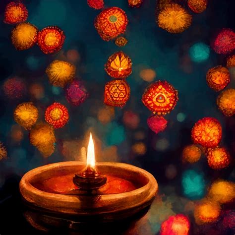 Fondo De Festival Indio Feliz Diwali Con Velas Foto Premium