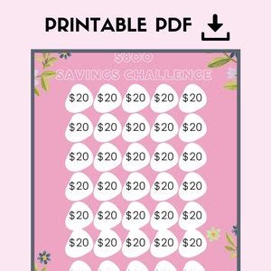 dollar savings challenge printable money tracker  etsy