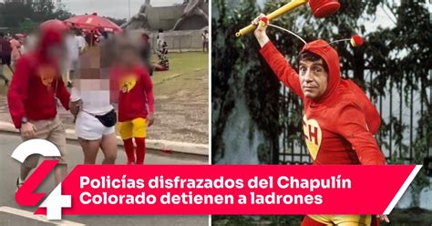 Policías disfrazados del Chapulín Colorado detienen a ladrones