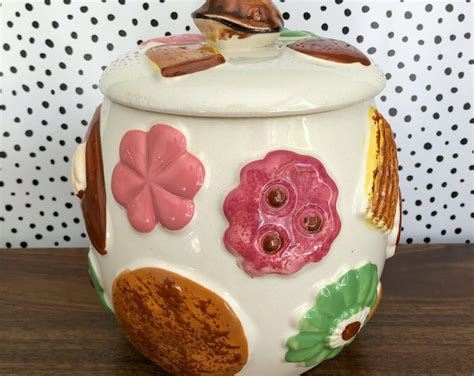 Vintage Mid Century Napco Cookies All Over Biscuit Cookie Jar Made In