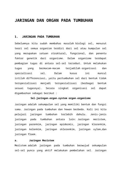 Docx Jaringan Dan Organ Pada Tumbuhan Dokumen Tips