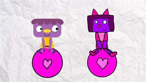 Jelly And Nova On Pink Loveheart Hopper Balls By Jurrianskylark On