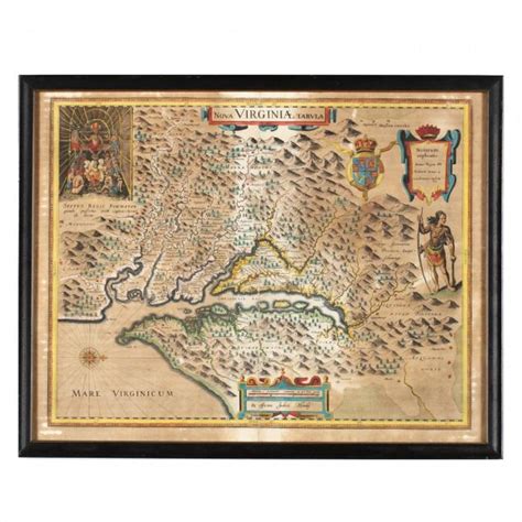 Color engraved map of Virginia Nova Virginiae Tabula (Lot 574 ...