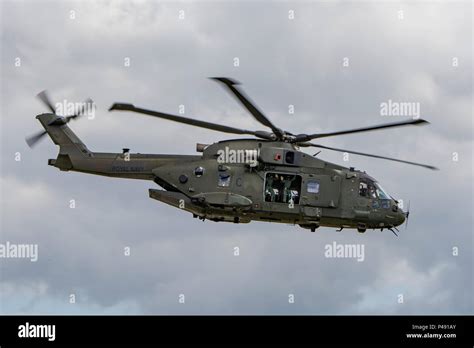 A British Royal Navy Agusta Westland Merlin Hc Helicopter In Flight At