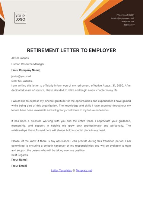 Free Retirement Letter Templates And Examples Edit Online And Download