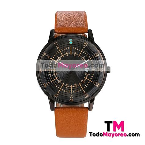 Reloj Extensible Piel Sintetica Calendario Para Caballero Cafe R4084