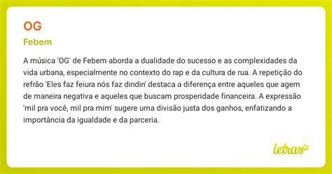 O Que Significa Febem - Significado da música OG (Febem) - LETRAS.MUS.BR