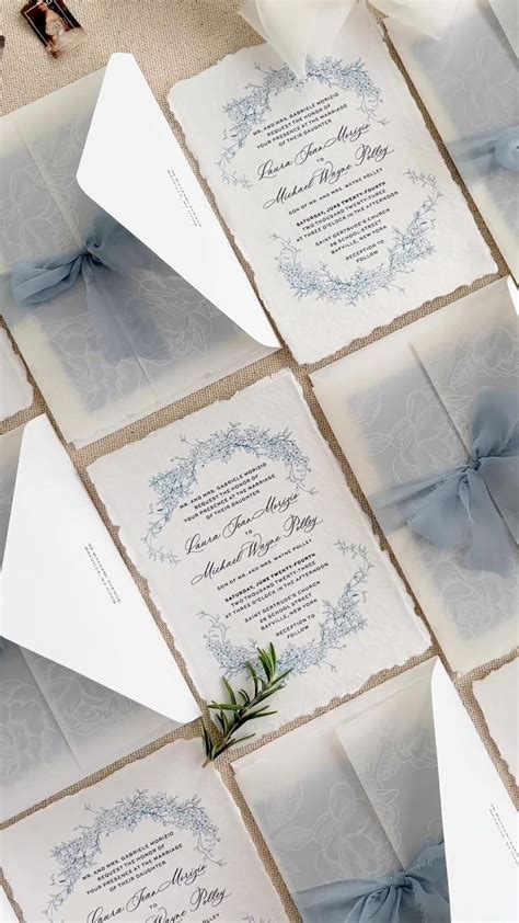 Handmade Paper Wedding Invitations Vellum Jackets With White Ink