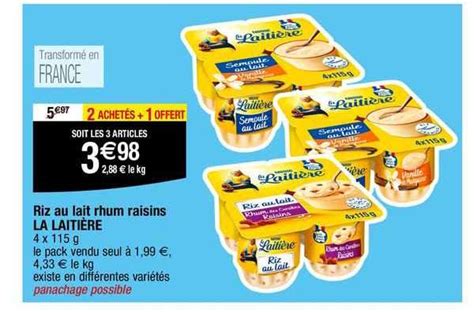 Promo Riz Au Lait Rhum Raisins La Laiti Re Chez Migros France