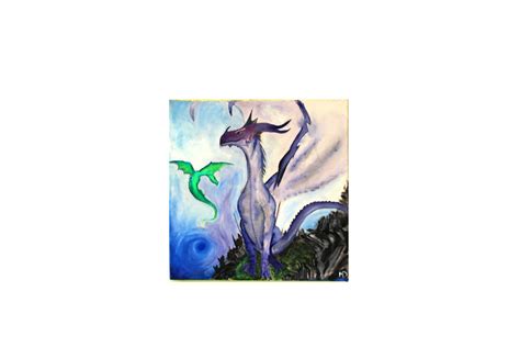 OOAK Fantasy painting, Acrylic dragon painting, Acrylic canvas fantasy painting, Nature canvas ...