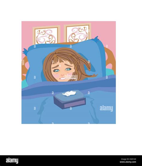 Sick Girl Lying In Bed Stock Vector Image And Art Alamy