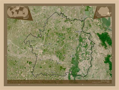 Braila Romania Low Res Satellite Labelled Points Of Cities Stock