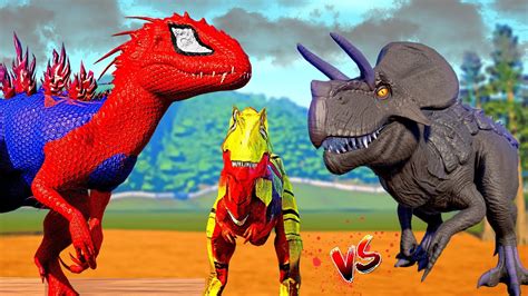 Jurassic World Evolution Spiderman I Rex Vs Brachiosaurus Vs Carnotaurus Vs Trex Dinosaur