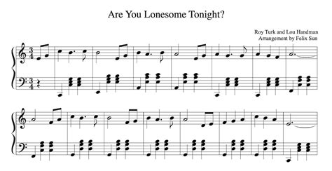 Are You Lonesome Tonight piano Sheet Music Beautiful Easy Arrangement ...