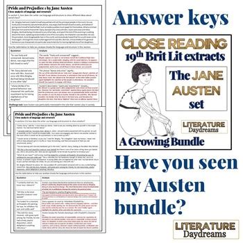 Pride And Prejudice Close Reading Passages By Literature Daydreams