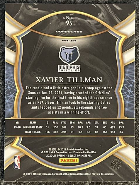 2020 21 Select Concourse Red White Orange Shimmer Prizm Xavier Tillman