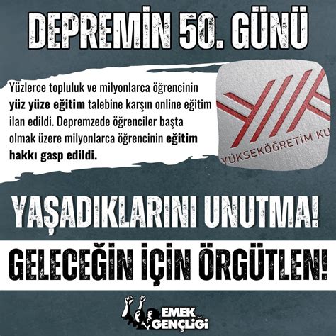 Emek Gençliği on Twitter Depremin 50 günü Yaşadıklarını unutma