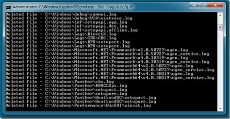 Delete Log Files From Windows Directory Using Command Prompt