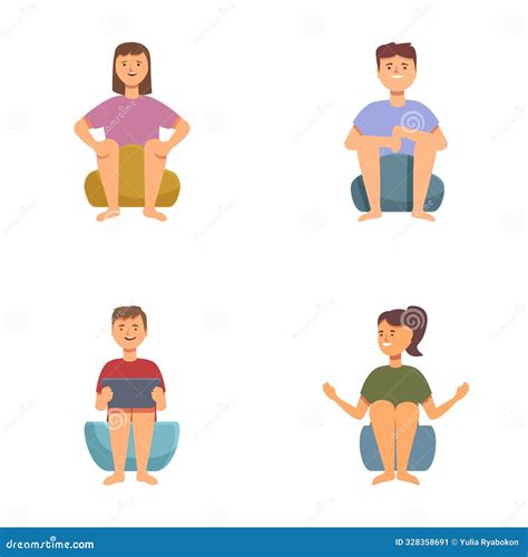 Set of Cartoon People Sitting in Various Poses Stock Illustration ...