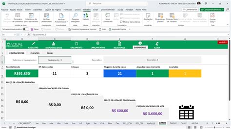 Planilha De Loca O De Equipamentos Completa Em Excel Vizual