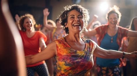 Premium Photo Group Of Middleaged Women Enjoying A Joyful Dance Class