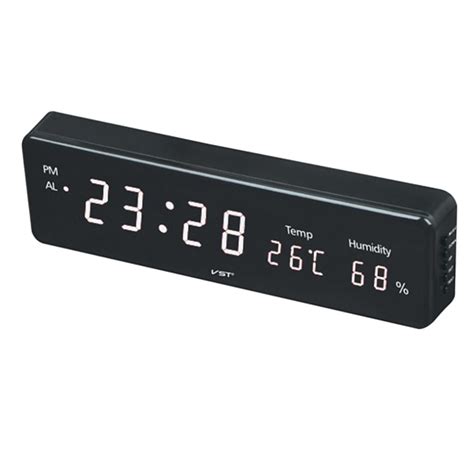 Led Digital Clock Temperature Humidity Display Wall Clock White - Walmart.com