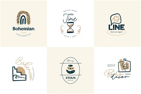 Premium Vector Boho Logo Design Templates Collections Doodle Bohemian Icons And Symbols Set