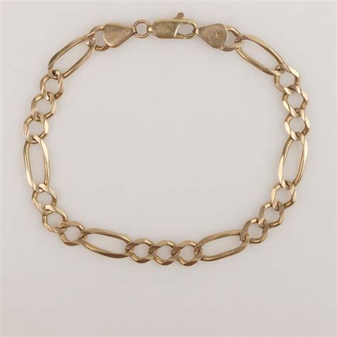 Kt Gold Figaro Chain Bracelet Property Room