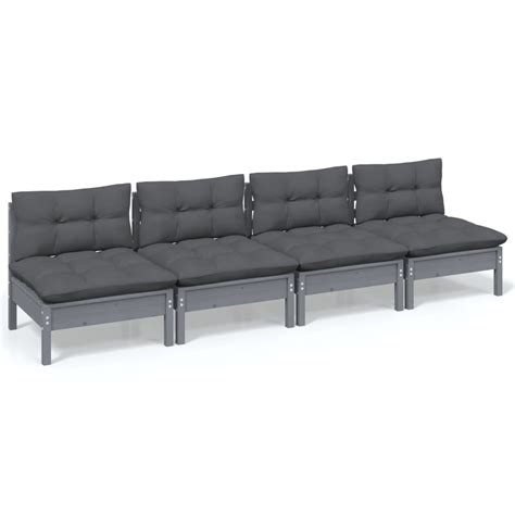 Sofa Ogrodowa 4 Osobowa Szara Drewno Sosnowe 63 Zakito Europe