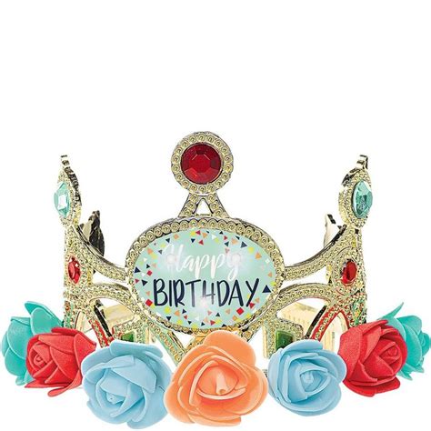 Child Light-Up Floral Happy Birthday Tiara 3 1/2in x 4 1/2in | Party City