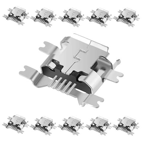 Buy MUZHI 10 Pcs Micro USB Type B Female Socket 180 Degree 5 Pin SMD