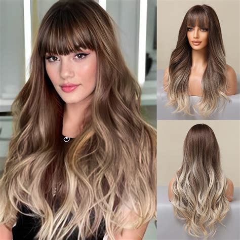 Amazon HAIRCUBE Long Ombre Brown To Blonde Wigs For Women Natural